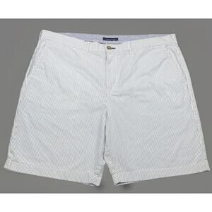Tommy Hilfiger Men's Seersucker Flat Front Cotton Blue White Stripe Shorts 42